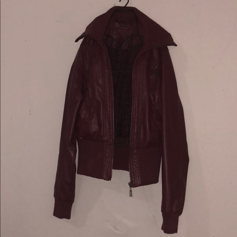 Burgundy faux leather jacket